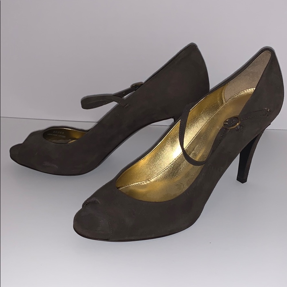 J Crew brown suede heels